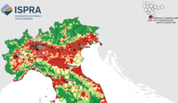 Mappa del centro-nord italia mostrante il consumo di suolo