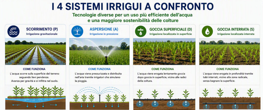 Infografica sistemi irrigui confronto